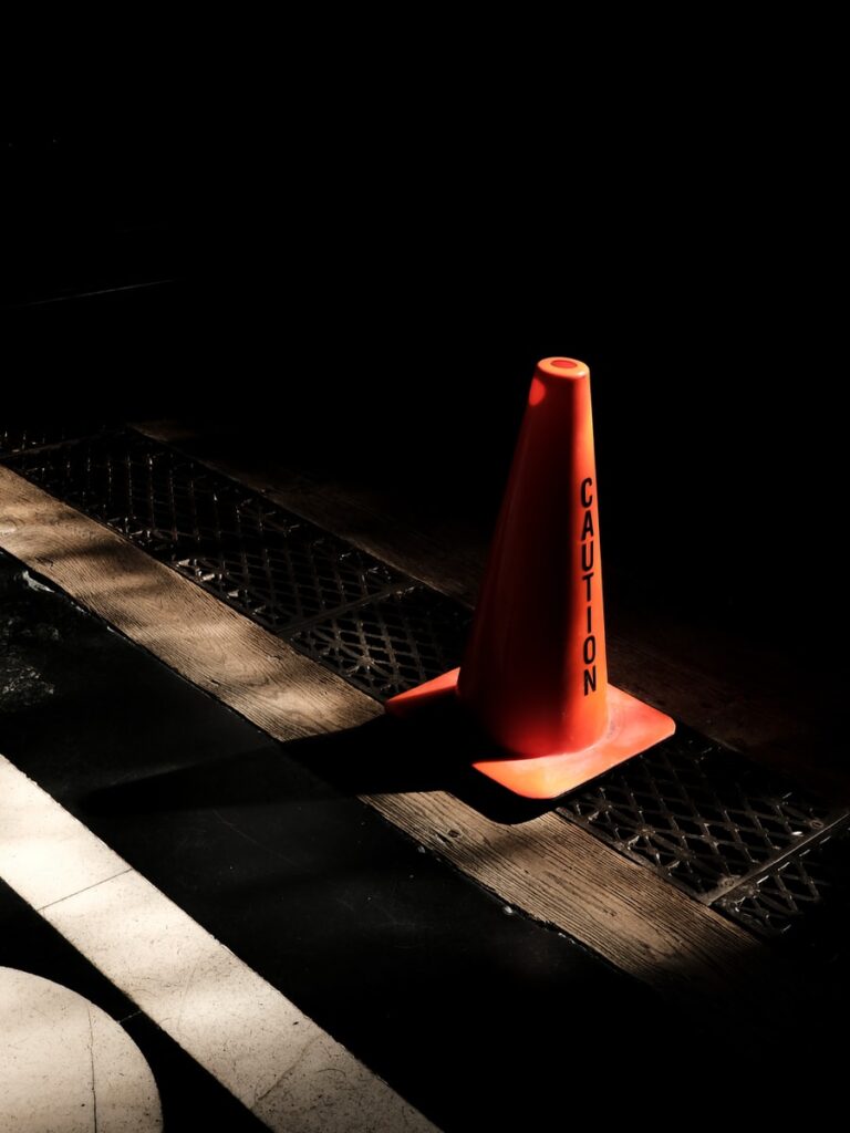 red and white traffic cone